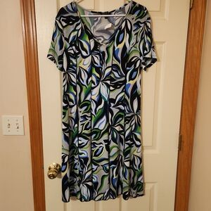 Sami & Jo Dress A-line Flare Colorful Abstract Artsy XL  Summer Beach Vacay NEW